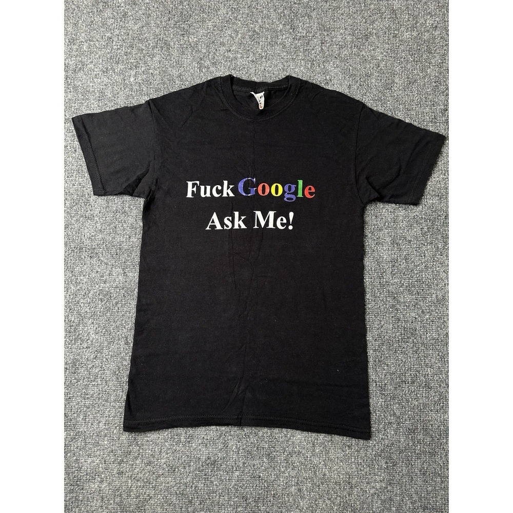 Womens Y2K F*ck Google Ask Me Graphic Black Tee, Size XS